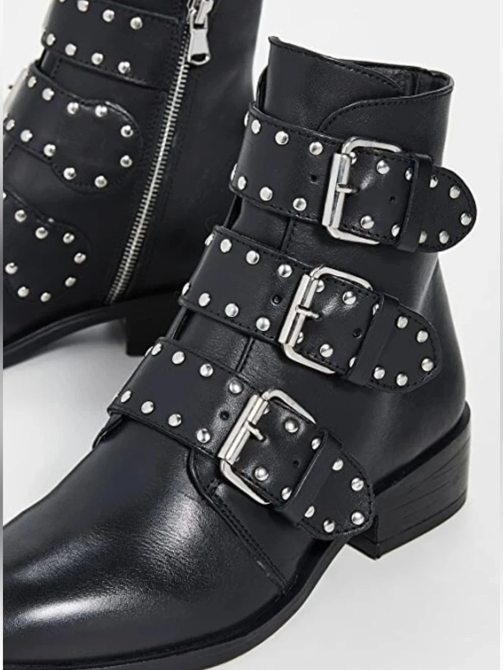 Steven Women's Black Studded Buckle Ankle Boots Size 8.5